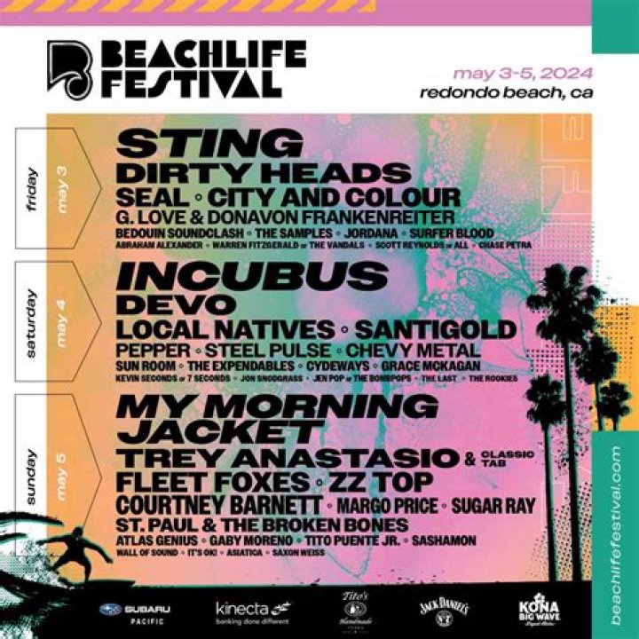 Beachlife Festival Announces 2024 Festival Lineup With Sting, Incubus & More